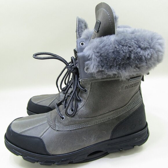 Mark Ecko Boots Mens 13 Water Resistant Gray Black Faux Fur Lined Winter Rain - Picture 5 of 7
